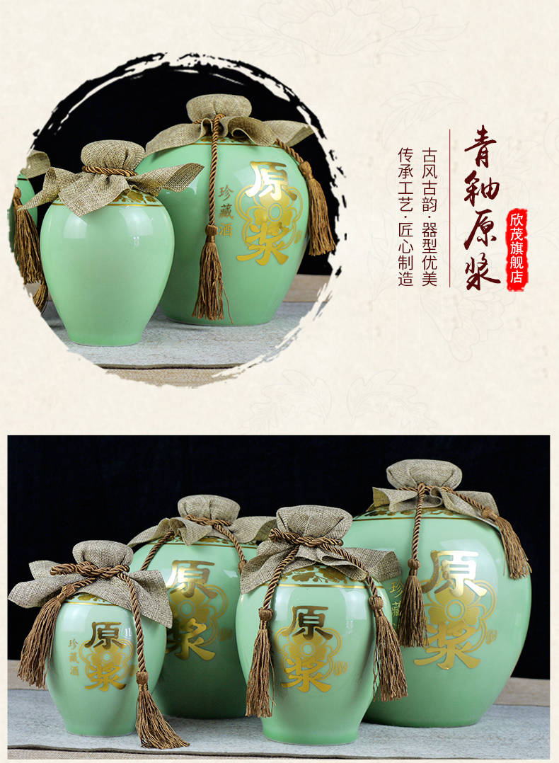 Jingdezhen gốm chai rượu jar 1 kg 2 kg 3 kg 5 kg 10 kg nạp rượu gốm jar con dấu đen men nồi rượu vang