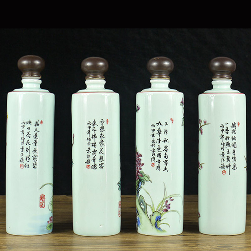 Jingdezhen ceramic 1 catty deacnter wine sealed flask straight spring, summer, autumn and winter suit the empty bottles of wine gift box