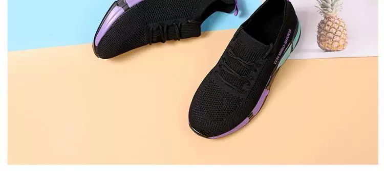Mùa thu 2018 Hàn Quốc dệt kim thoáng khí Thấp đầu phẳng tròn ngón chân giày thể thao Thời trang thông thường Sinh viên phù hợp với tất cả các giày nữ - Giày cắt thấp
