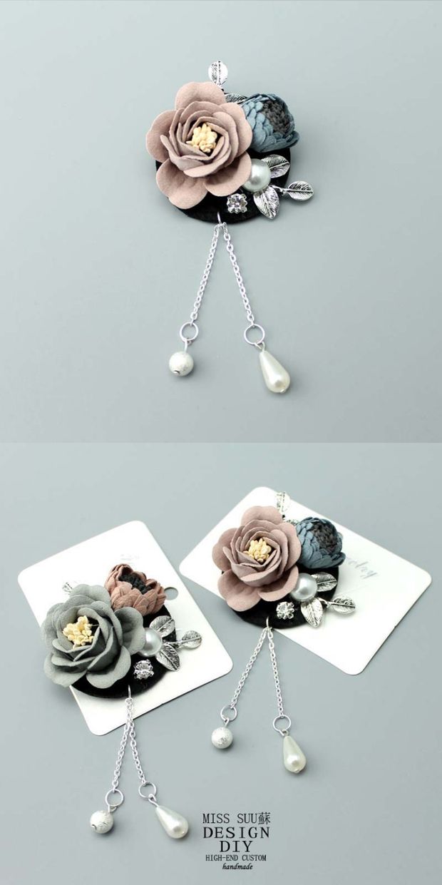 Corsage vải hoa hợp kim ngọc trai trâm cài áo sơ mi nữ thanh lịch Hàn Quốc với phụ kiện Nancheng old dream huy hiệu cài áo sang chảnh