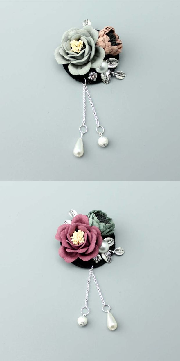 Corsage vải hoa hợp kim ngọc trai trâm cài áo sơ mi nữ thanh lịch Hàn Quốc với phụ kiện Nancheng old dream huy hiệu cài áo sang chảnh