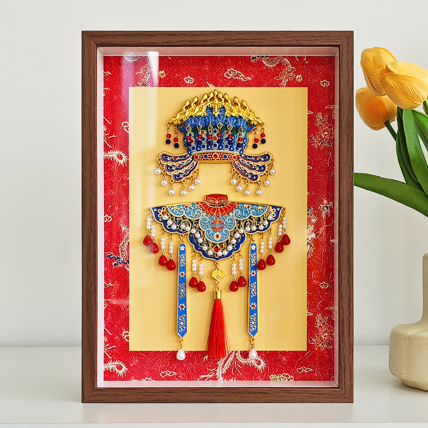 中国国家博物館鳳凰冠冷蔵庫マグネットディスプレイフレーム雲肩冷蔵庫マグネット収納ボックスマグネット鉄板ディスプレイラック