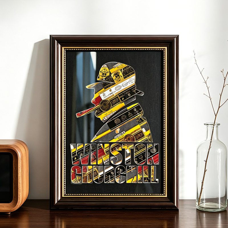 Churchill Cigar Label Photo Frame DIY Version Cigar Label Display Frame Storage Box Cigar Label Decorative Painting Cigar Label Painting