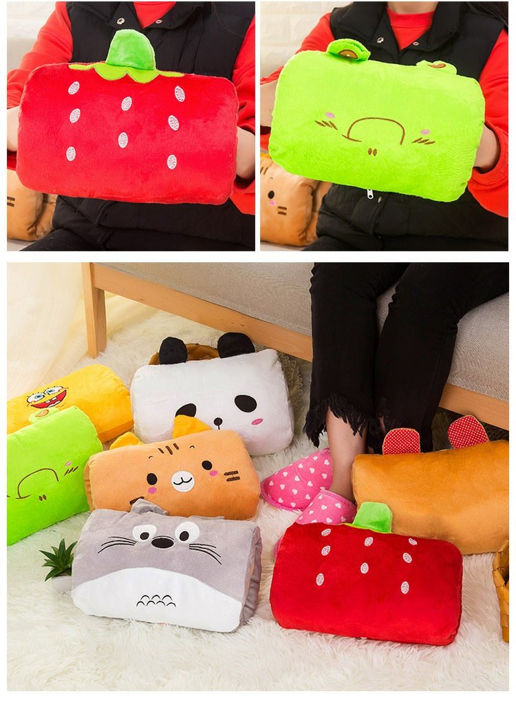 Cartoon tay ấm hơn gối đệm dễ thương khăn tay cô gái mùa đông tay ấm hơn tay ấm hơn gối gối ăn trưa gối bộ chăn gối văn phòng