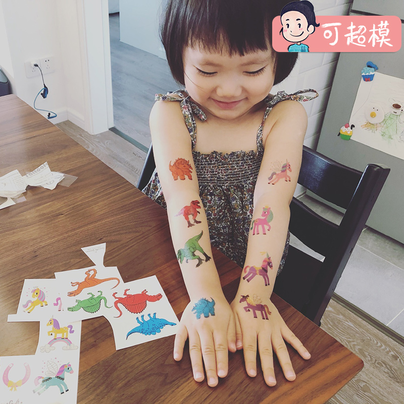 Can supermodel French Tattoofab children tattoo stickers waterproof long lasting cartoon arm stickers Dinosaur Stickers