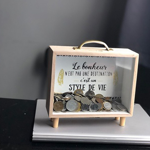 Nordic Ins Woody Art Deposit Money Pot Storage Pot Table Top Decorative Swing Accessories Containing Box Props