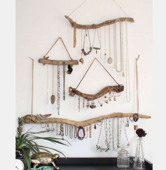 Nordic ins Vintage Wood Log Wall Hanging Ornament Storage Hanging Rack Wall Jewelry Hook Wall Trim