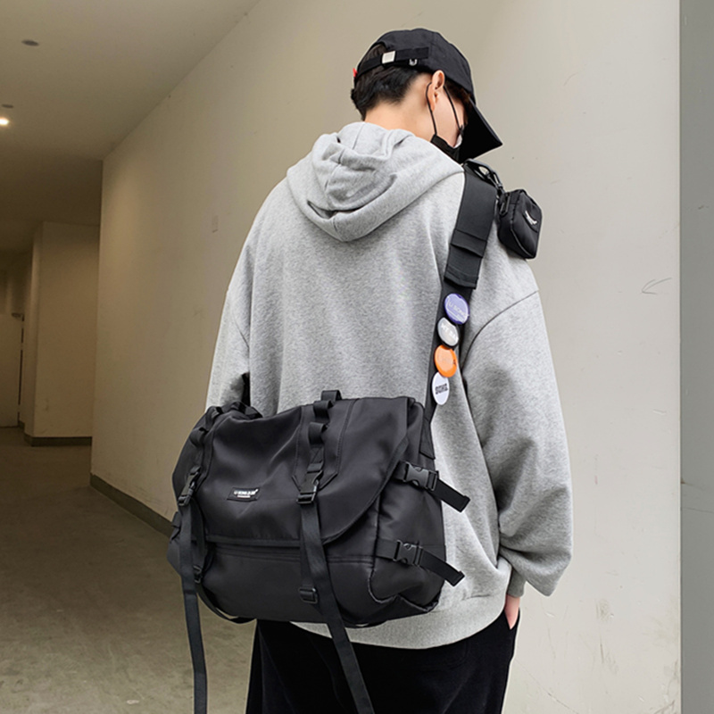 Liu Yaowen and Song Yaxuan's Same Style Backpack, Crossbody Bag for Men, Large Capacity Trendy Bag, Cycling Workwear Functional Single-Shoulder Messenger Bag