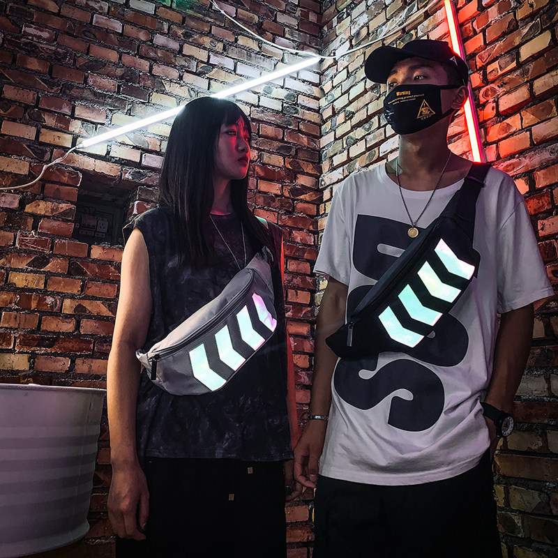 Chest Bag Male Hip Hop Pocket Women Ins Super Fire Street Single Shoulder Bag Tide Card Personality Student Reflective Oblique Satchel Bag