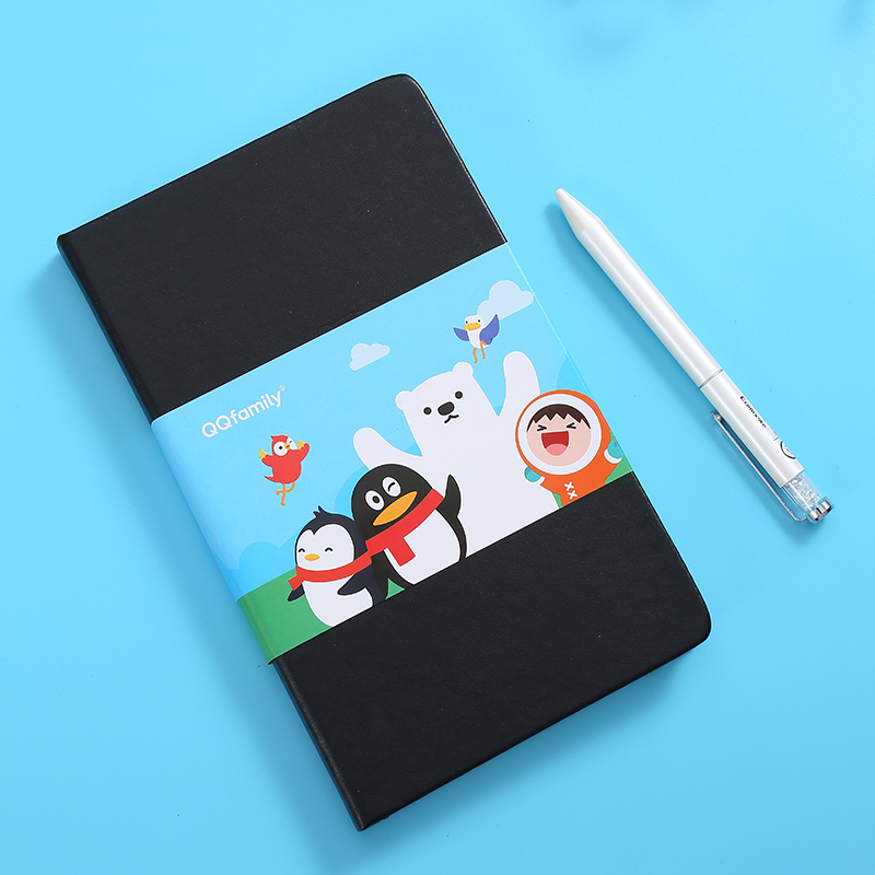 Tencent QQfamily notebook PU Qixin stationery A5 college student business gift meeting diary notepad