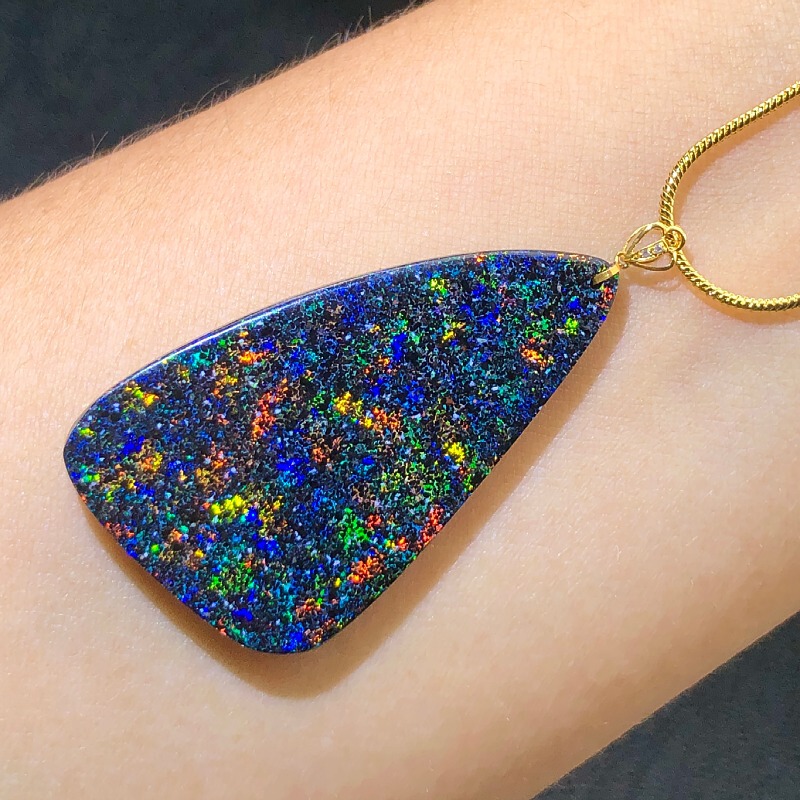 Natural High-Quality Black Opal Pendant, Iron Opal Necklace, Sweater Chain Pendant, Opal Dazzling Crystal Gemstone