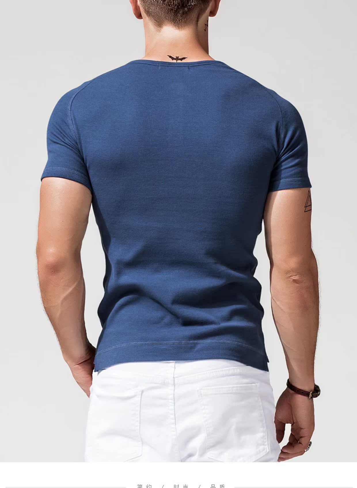 Tiếp tục áo thun nam tay ngắn màu thủy tinh cotton cổ áo Henry Cổ áo mỏng đáy áo thể thao áo thun thủy triều mùa hè áo phông nam tay ngắn đen 