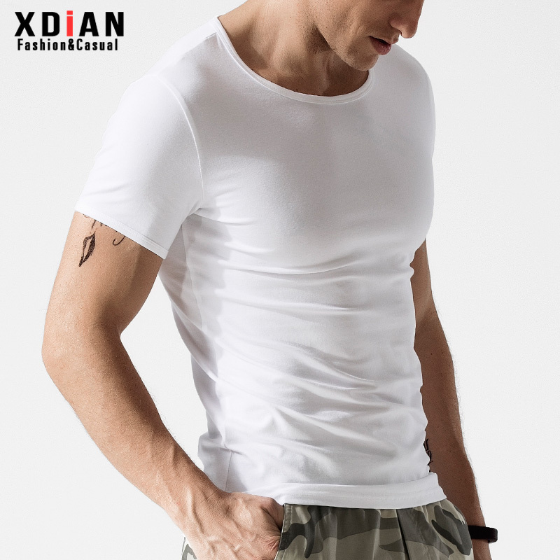 Men's White Short-Sleeve T-Shirt, Pure Cotton, Slim Fit, Round Neck, Tight-Fitting, Breathable, Skin-Friendly Top for Summer Men's White Short-Sleeve T-Shirt, Pure Cotton, Slim Fit, Round Neck, Tight-Fitting, Breathable, Skin-Friendly Top for Summer