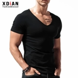 Хлопковая черная летняя футболка с коротким рукавом, облегающий крой