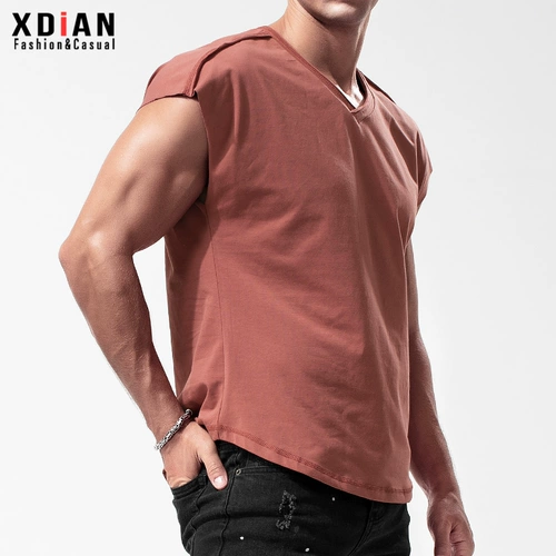 Жилет для спортзала, хлопковая футболка без рукавов, в американском стиле