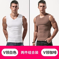 Белый, кофейный, V-образный вырез