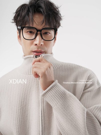 Continued curling design, light luxury autumn new men's retro lazy loose warm stand-up collar sweater cardigan