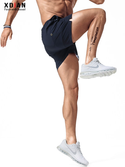 Sports shorts men's slim fitness track and field three-point pants trendy summer thin casual elastic running quick-drying three-point pants