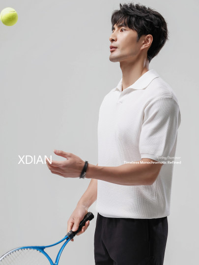 Click Here for the Men's Light Luxury Honeycomb Waffle Knit Short-Sleeve Top with a Seagull Collar for Summer