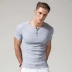 Tiếp tục áo thun nam tay ngắn màu thủy tinh cotton cổ áo Henry Cổ áo mỏng đáy áo thể thao áo thun thủy triều mùa hè áo thun nam có cổ Áo phông ngắn