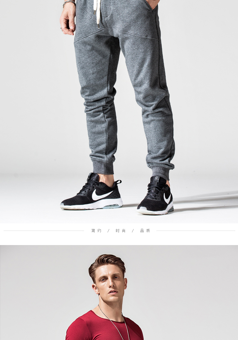 Tiếp tục quần Harlan Wei nam dày sát chân chân quần cotton Slim quần thể thao giản dị quần mùa thu đông quần âu