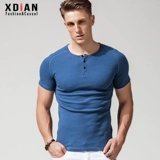 Мужская хлопковая футболка с коротким рукавом, в обтяжку, облегающий крой