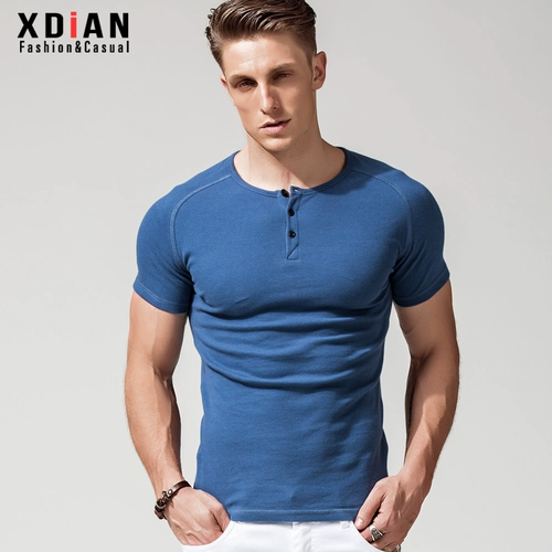 Мужская хлопковая футболка с коротким рукавом, в обтяжку, облегающий крой