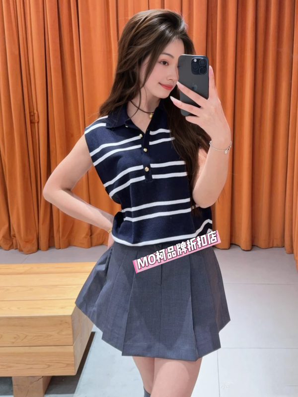 C+ Series Sleeveless Knitwear, Light and Thin 2025 Summer New Acetate Cotton Wide Shoulder Vest Mbe2Swt026 Nautical Series C+ Series Sleeveless Knitwear, Light and Thin 2025 Summer New Acetate Cotton Wide Shoulder Vest Mbe2Swt026 Nautical Series