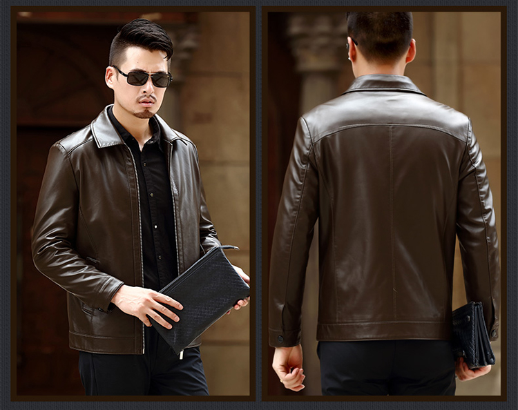2018 mùa thu và mùa đông nam Hained leather leather kinh doanh da cừu giản dị áo khoác gió nam cao cấp