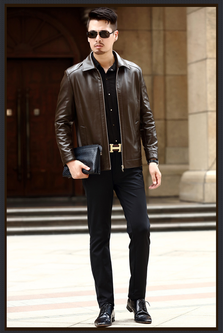 2018 mùa thu và mùa đông nam Hained leather leather kinh doanh da cừu giản dị áo khoác gió nam cao cấp