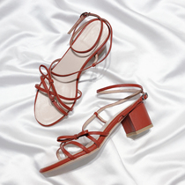 Moriyu Sea Lane 2022 Summer New Genuine Leather Butterfly Knot Sweet Korean version coarse with holiday fairy Sandshoes Woman