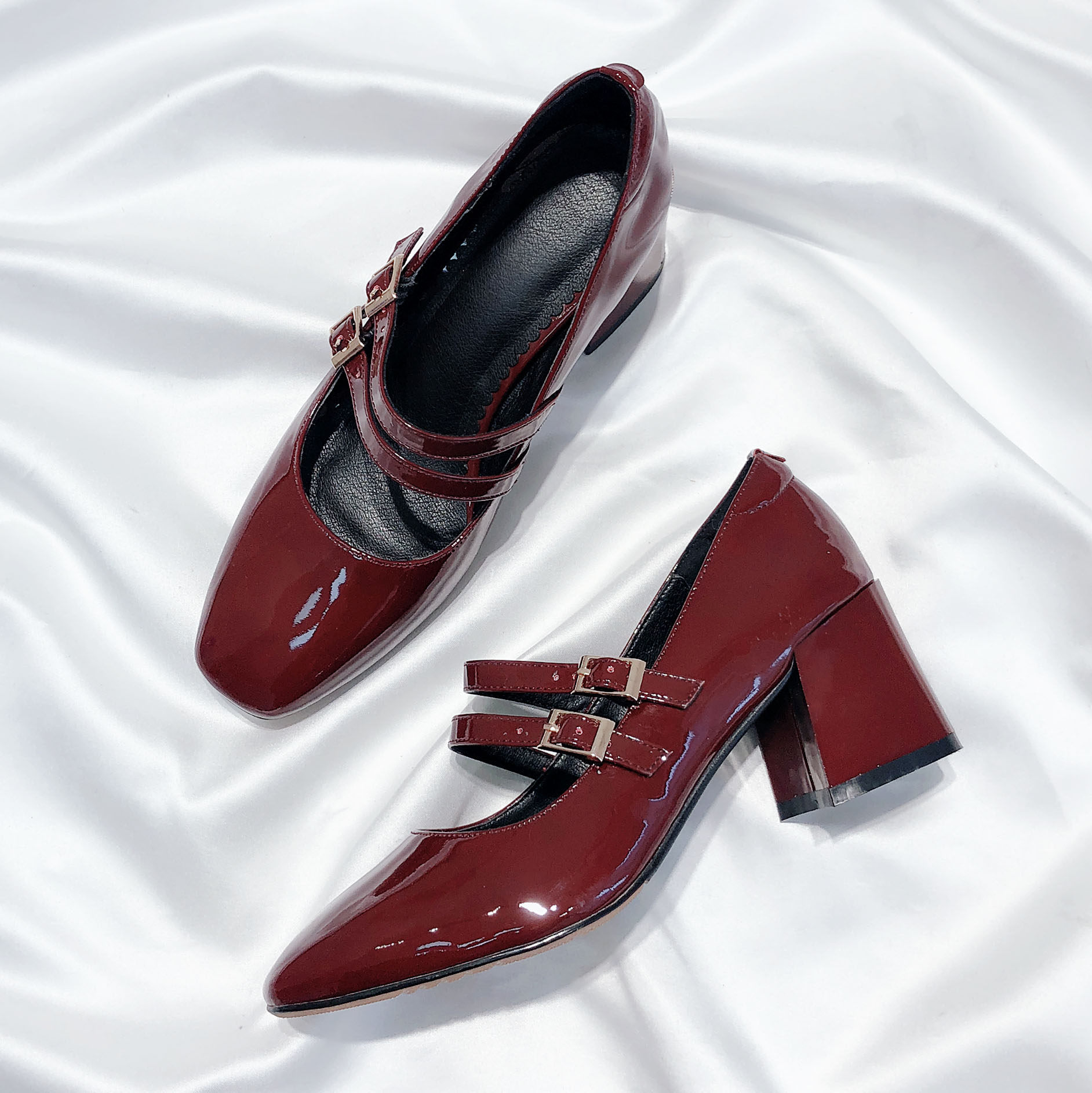 Sensu Hai Lane 2023 new leather high and wedding shoes bridesmaid Mary Jane shoes Renaissance shoes