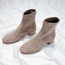 Moriyu Sea Alley Sw Golden Classic Elastic Boots Square Head Coarse Heel Skinny Boots With Socks Boots 100 Hitch 2021 New Short Boots Woman