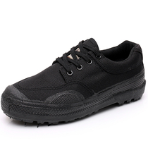 Outdoor release shoes men's single rubber shoes padded low top black canvas breathable construction site wear-resistant spring and autumn labor protection shoes