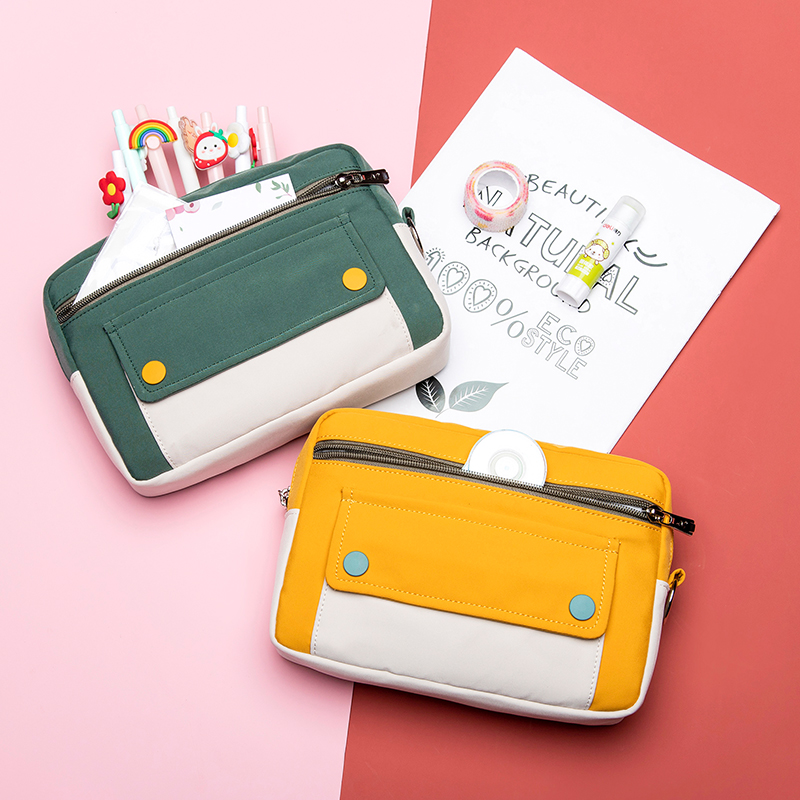 ins Japanese-style large-capacity student pencil bag convenient sticker stationery storage bag storage bag multi-functional hand account pencil case pen bag