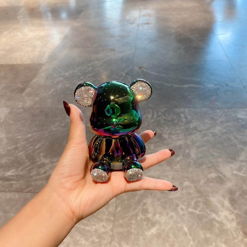 Luxury rhinestone bear car electroplating creative net red car ornaments high-end new car interior accessories cute cartoon