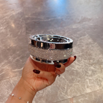Stainless steel ashtray creative personality trend anti-fly ash ashtray high-value diamond-encrusted home office decoration trend