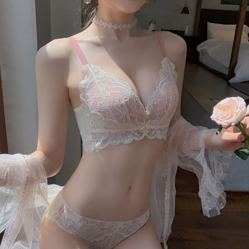 Japanese lingerie small breasts gathered bra suit No steel ring No empty cup adjust Girl sexy lace bra bra bra
