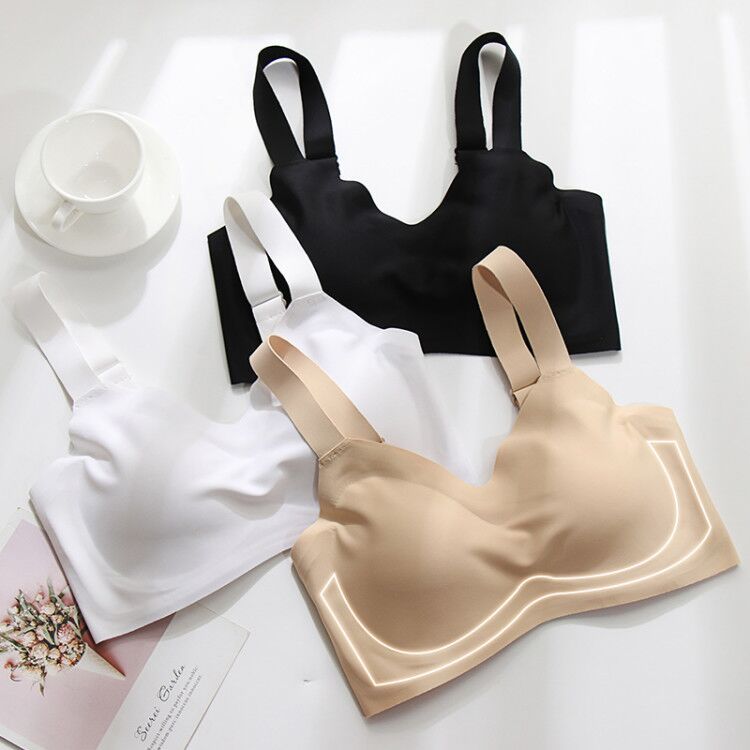 No-scratched-breasted underwear Female Summer Jelly Strips No Steel Ring Thin to wrap up Wrap Breast-adjusted Type of Breast Bra Hood