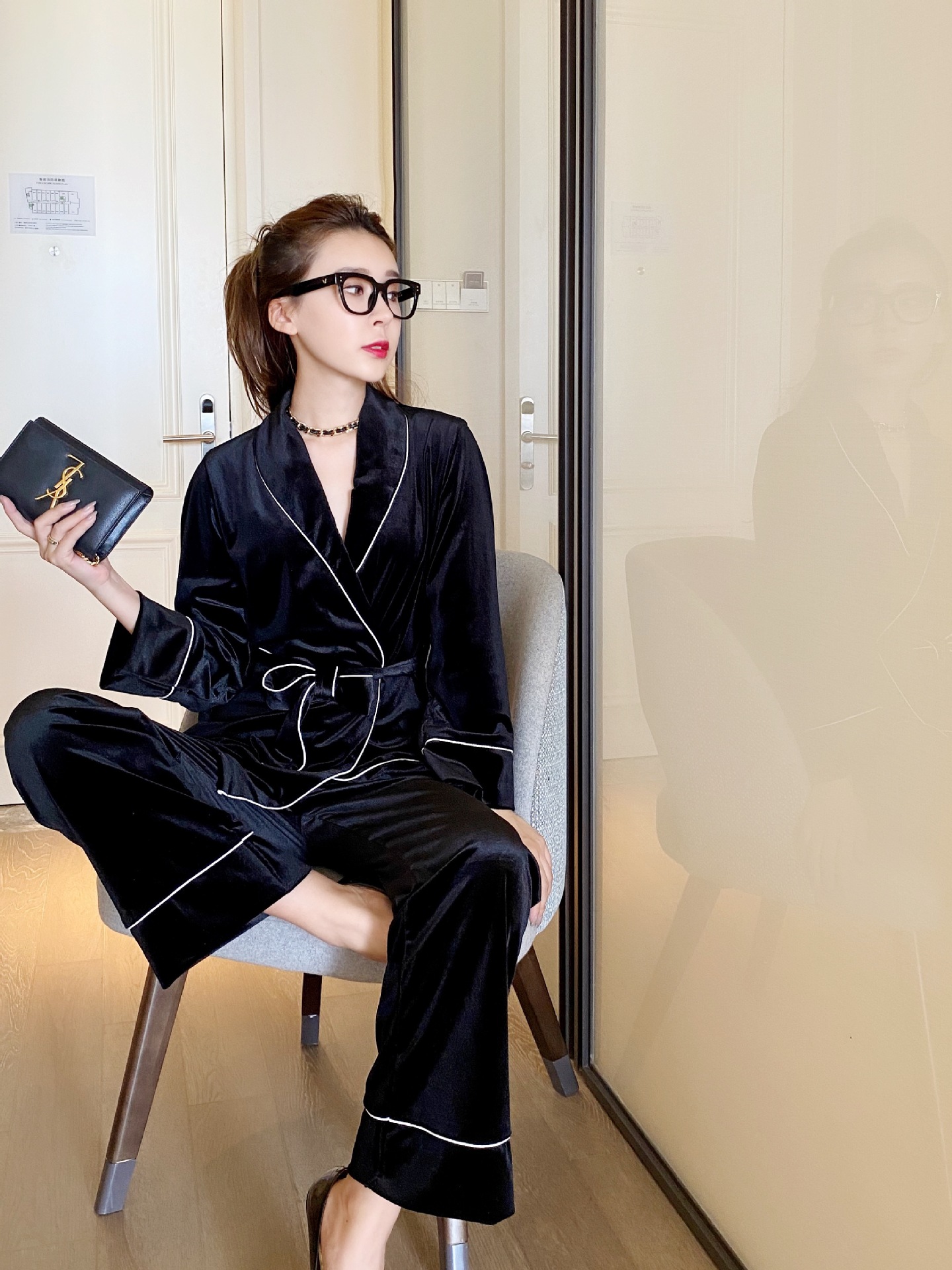 Coral fleece pajamas women autumn and winter golden velvet long sleeve fashion suit women winter sexy Japanese sweet home clothing