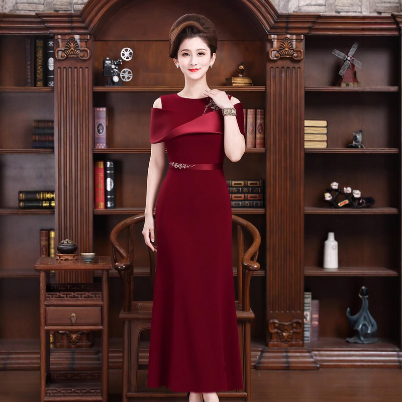 Elegant Mother-Of-The-Bride Wedding Dress, High-End Mermaid Dress for Mother of the Bride, Bride's Wedding Toast Evening Gown, Long Dress