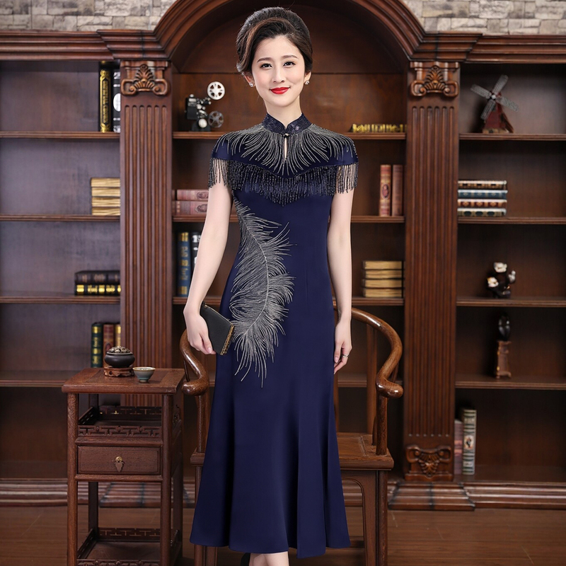 2026 New Style Mother-In-Law Wedding Banquet Dress, Mother's Wedding Banquet Cheongsam, Light Luxury, High-End Elegant Banquet Dress