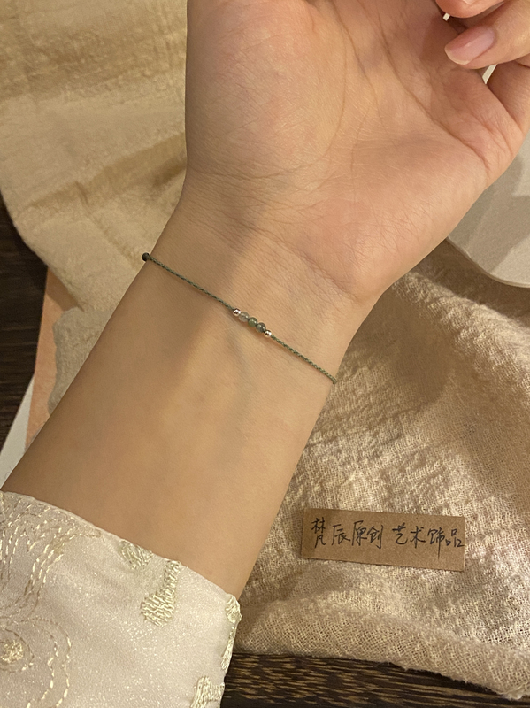 Only This Green: Original Aquatic Plant Agate Green Ultra-Fine Braided Bracelet with 925 Sterling Silver, Niche Chinese Style Bracelet Only This Green: Original Aquatic Plant Agate Green Ultra-Fine Braided Bracelet with 925 Sterling Silver, Niche Chinese Style Bracelet