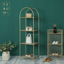 Clothing store shoe rack bag display rack gold shelf display rack cabinet multi-layer decorative rack window display rack