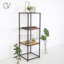Nordic Multi-Layer Display rack modern simple wrought iron solid wood rack storage rack display rack decorative metal storage rack