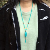 Fine turquoise necklace girls sweatchain chain natural high-porcelain pearl pendant popular jewelry spot