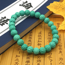 Fine natural turquoise hand-strung lotus bead bead bracelet raw ore high porcelain ethnic style crystal male and female hand ornaments