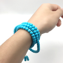 Natural turquoise bracelet necklace 4m6m108 string high porcelain blue bracelet girls ankle bracelet loose bead small ball accessories