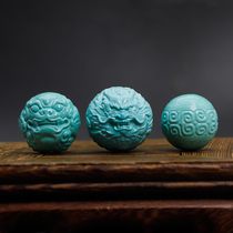 Natural turquoise loose pearl dragon ball back pattern bead beast bead god of wealth Buddha head back cloud melon bead hand string with bead barrel bead round bead