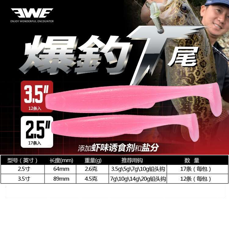 New EWE blast fishing T tail high specific gravity Lua soft bait mandarin fish perch sea bass 2 5 3 5 inch multicolor